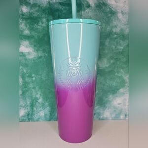 Starbucks 2021 Teal Blue Purple Ombre Tumbler 24oz Stainless Steel